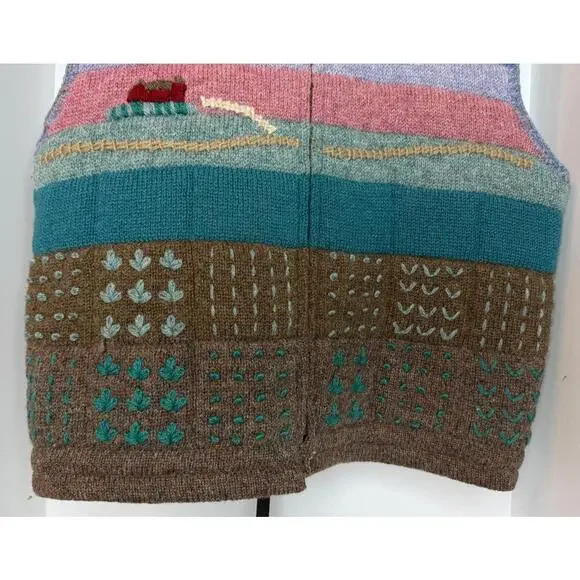 Vtg Susan Bristol Hand Knit 100% Shetland Wool Sweater Vest 1986 Women Large - Picture 3 of 11